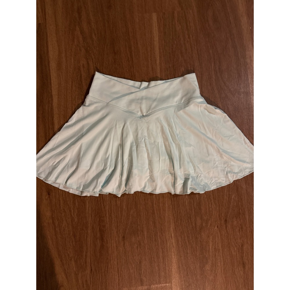 OQQ Womens sea salt Blue Crossover V Waist Athletic Skort Pleated Tennis Skirt L